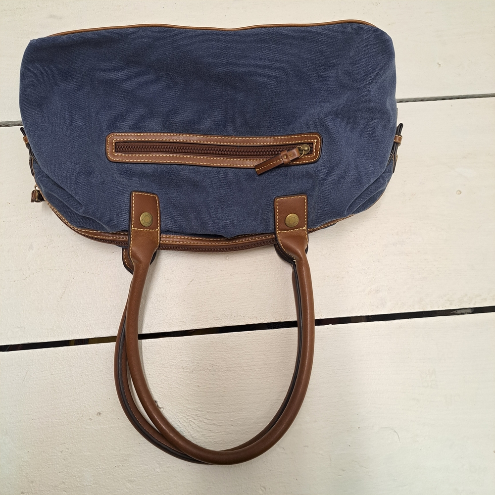 Vintage American Living Leather And Denim Purse - Picture 2 of 10